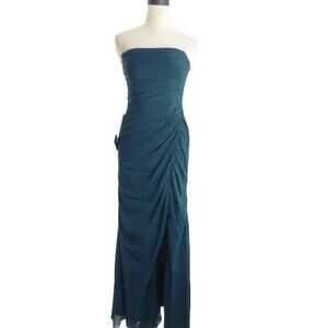 NWT Azazie Pine Sheath Square Neckline Pleated Stretch Chiffon Convertible Dress